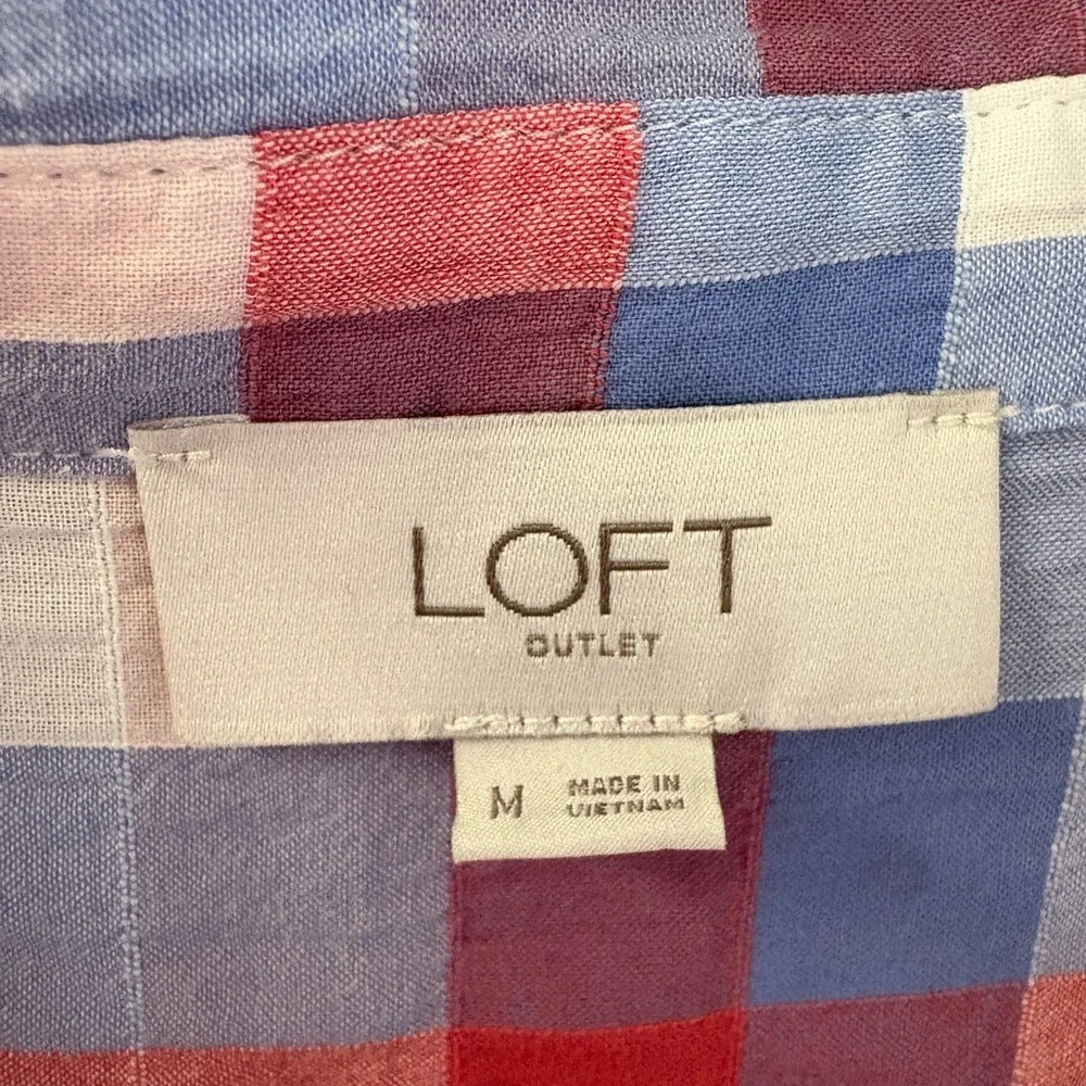 LOFT Red and Blue Plaid Shirt - Picture 4 of 5